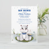 Invitation Bain de bébé garçon Hippo (Debout devant)
