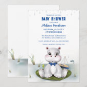 Invitation Bain de bébé garçon Hippo (Devant / Derrière)