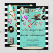 Invitation Bain de bébé garçon sarcelle Rock n Roll espagnol (Devant / Derrière)