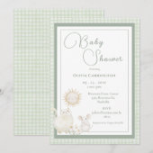 Invitation Bain de bébé Gingham Vintage Souris (Devant / Derrière)