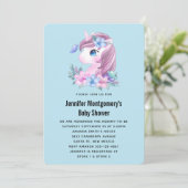 Invitation Bain de bébé licorne aquarelle mignon (Debout devant)