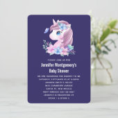 Invitation Bain de bébé licorne mignonne aquarelle (Debout devant)