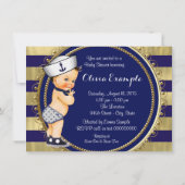 Invitation Bain de bébé marin Bleu et Or (Dos)