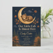 Invitation Bain de bébé Ours d'Automne (Debout devant)