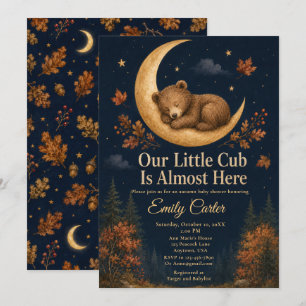 Invitation Bain de bébé Ours d'Automne