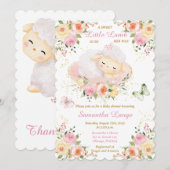Invitation Bain de bébé Petit Agneau (Devant / Derrière)