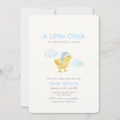 Invitation Bain de bébé Petit Poulet Bleu Céleste (Devant)