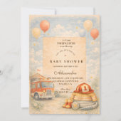 Invitation Bain de bébé pompier de camion de pompiers (Devant)