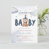 Invitation Bain de bébé pour un bébé ours en peluche (Debout devant)