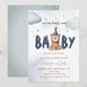 Invitation Bain de bébé pour un bébé ours en peluche (Devant / Derrière)