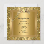 Invitation Bain de bébé Prince Bébé garçon Elite Damassé Or (Dos)