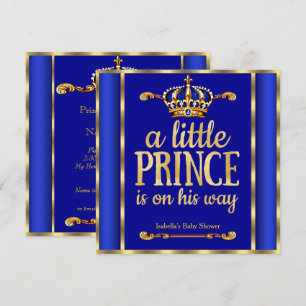 Invitation Bain de bébé Prince Royal Bleu Navy Or sur son che