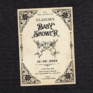 Invitation Bain de bébé rétro classique