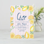 Invitation Bain de bébé rétro moderne Citron Jaune (Debout devant)