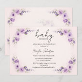 Invitation Bain de bébé Rose Lavande Rose (Devant / Derrière)