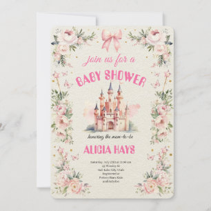 Invitation Bain de bébé royal dans le château de rêve