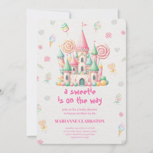 Invitation Bain de bébé royal dans le château de rêve (Devant)