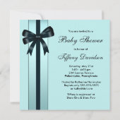 Invitation Bain de bébé sarcelle bleu et noir (Dos)