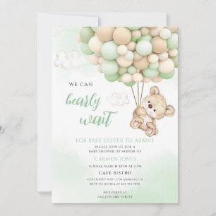 Invitation Bain de bébé Teddy Bear Green