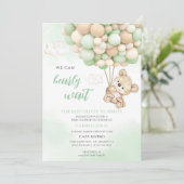 Invitation Bain de bébé Teddy Bear Green (Debout devant)