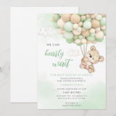 Invitation Bain de bébé Teddy Bear Green (Devant / Derrière)