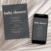 Invitation Bain de bébé typographie boho gris rose