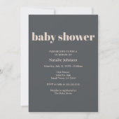 Invitation Bain de bébé typographie boho gris rose (Devant)