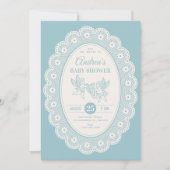 Invitation Bain de bébé vintage bleu (Devant)