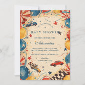Invitation Bain de bébé voiture de course vintage (Devant)
