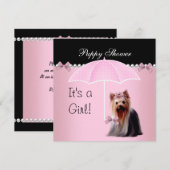 Invitation Bain de chiots Chien mignon Rose 2 (Devant / Derrière)