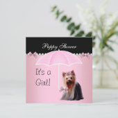 Invitation Bain de chiots Chien mignon Rose 2 (Debout devant)