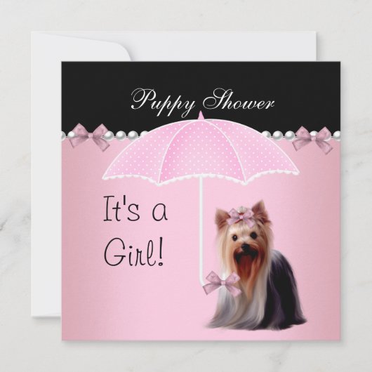 Invitation Bain de chiots Chien mignon Rose 2 (Devant)