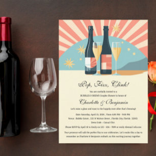 Invitation Bain de Couple à Bulles et Boissons de Style Rétro