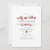 Invitation Bain de couples aux coquelicots aquarelle rose (Devant)