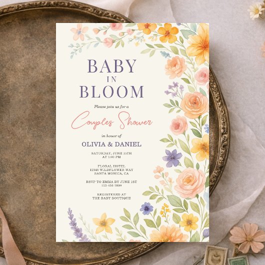 Invitation Bain de Couples Bébé en Fleur Fleur de Fleur Sauva