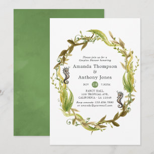 Invitation Bain de couples de mariage nautique à l'aquarelle