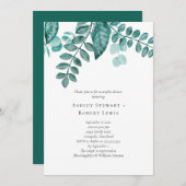Invitation Bain de Couples Élégant Aquarelle Teal et Verdure (Devant / Derrière)