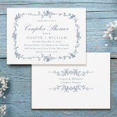 Invitation Bain de couples floral bleu classique français