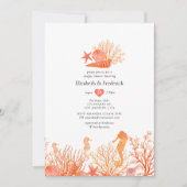 Invitation Bain de couples plage corail aquarelle (Devant)