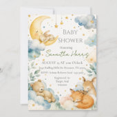 Invitation Bain de lune céleste à l'aquarelle pour bébé (Devant)