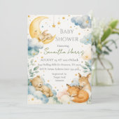 Invitation Bain de lune céleste à l'aquarelle pour bébé (Debout devant)
