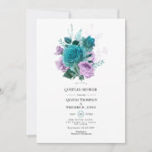 Invitation Bain de mariage floral turquoise et lavande (Devant)