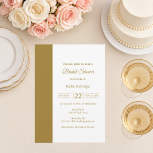 Invitation Bain de Mariage Minimaliste Moderne en Barre d'Or