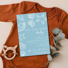 Invitation Bain de mer bleu poussiéreux Bientôt Fête prénatal