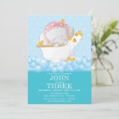 Invitation Bain Eléphant mignon Anniversaire (Debout devant)