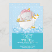 Invitation Bain Eléphant mignon Anniversaire (Devant / Derrière)