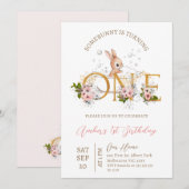 Invitation Bain Un Lapin Tourne Un 1Er Anniversaire (Devant / Derrière)