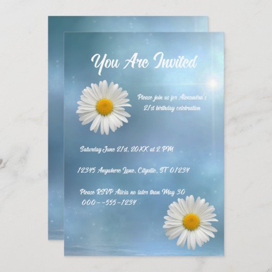 Invitation Baise blanche gaie (Devant / Derrière)