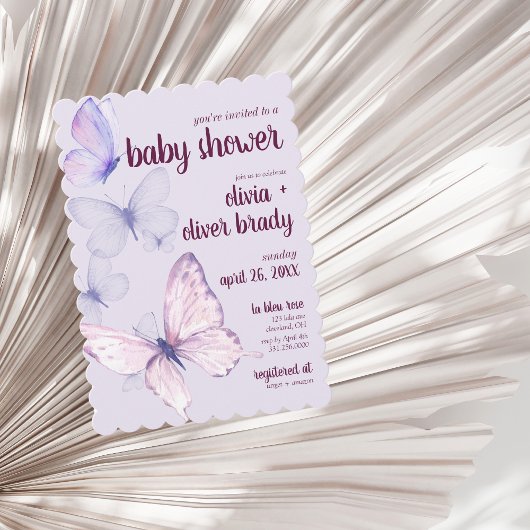 Invitation Baiser à papillon et voeux pour bébé | Baby shower