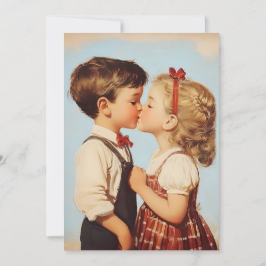 Invitation Baiser amoureux vintage pour enfants (Devant)